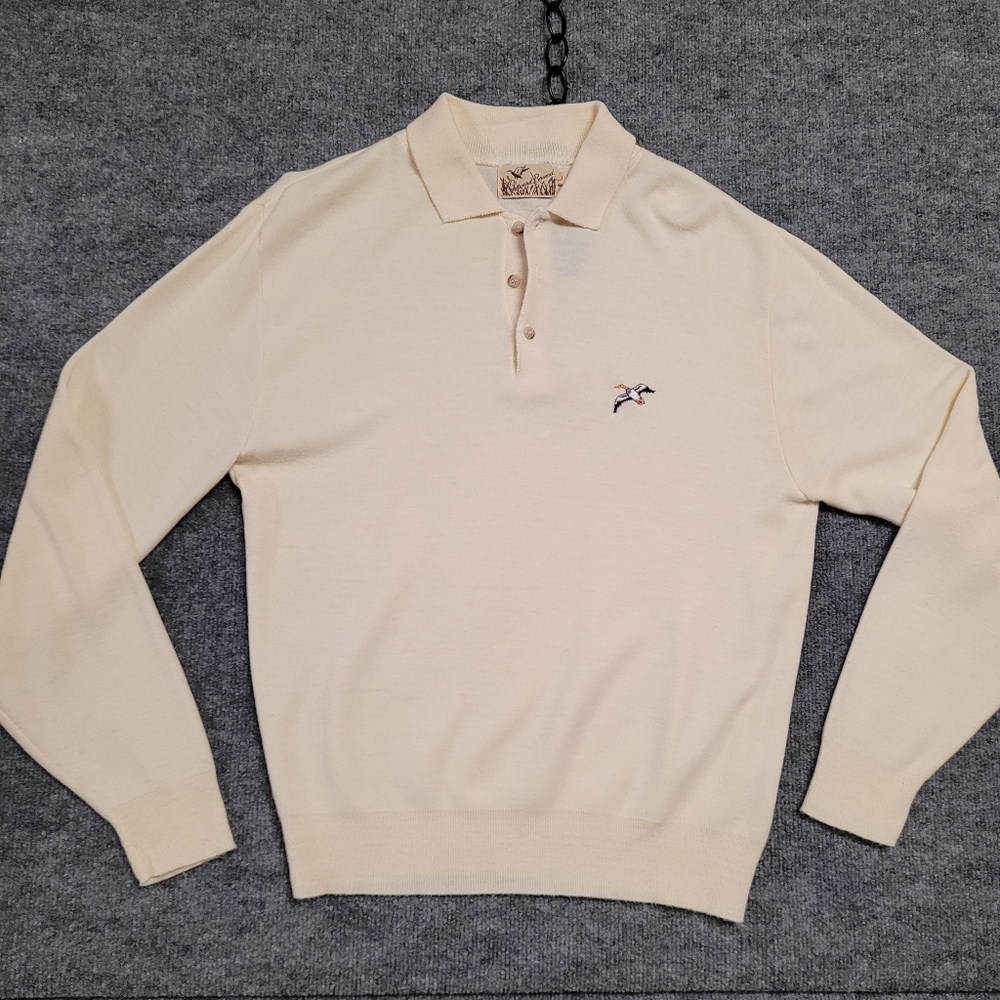 Vintage Cream Long Sleeve Pullover Sweater Shirt